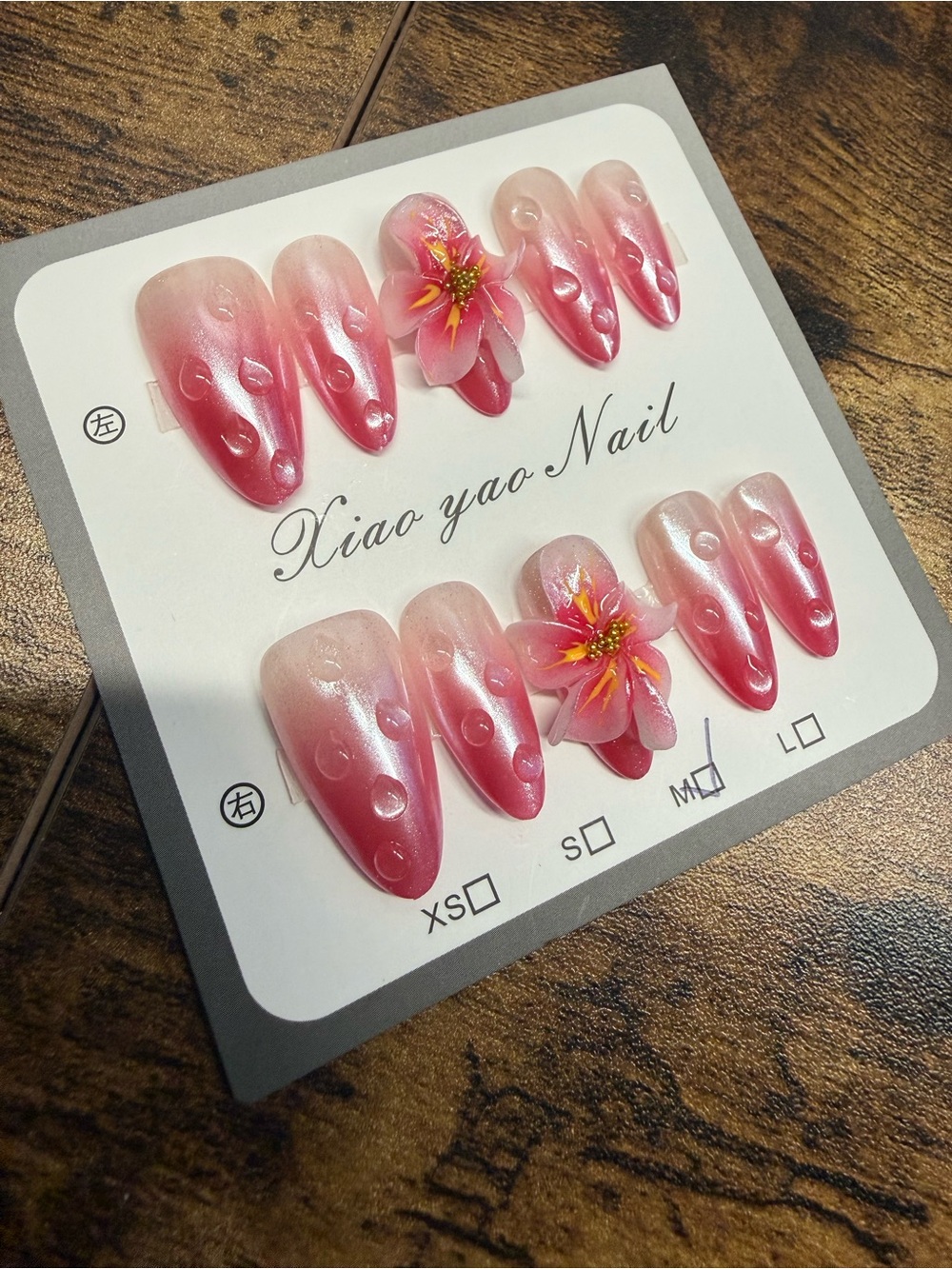 🌺 3D Tropical Bloom Pink Press-On Nails 🌺 Medium Size